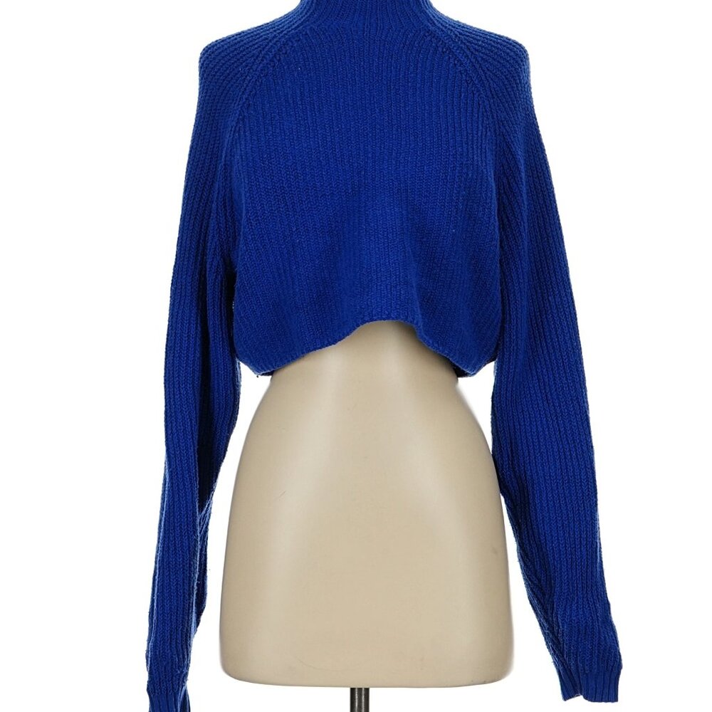 Blue Cropped Pullover Sweater